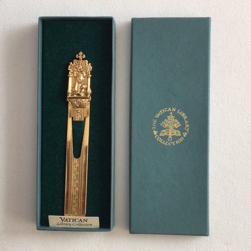 Vatican Library Collection Gold Tone Madonna and Child Bookmark